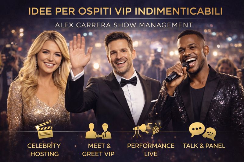 Ospiti VIP per eventi di lusso con celebrity hosting, meet and greet e performance live organizzati da un’agenzia di spettacolo